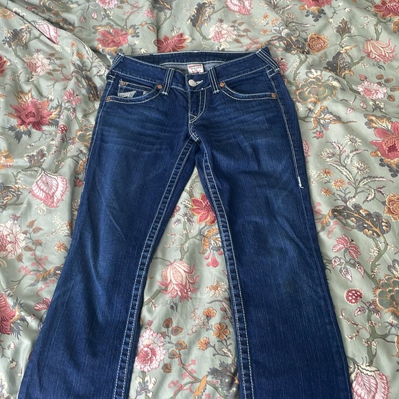 True Religion dark washed navy blue jeans. Size 28. Barely worn. - Picture 3 of 6